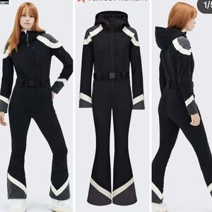 Perfect Moment Allos Ski Suit Perfect Moment One Piece Jumpsuit Black Snow White